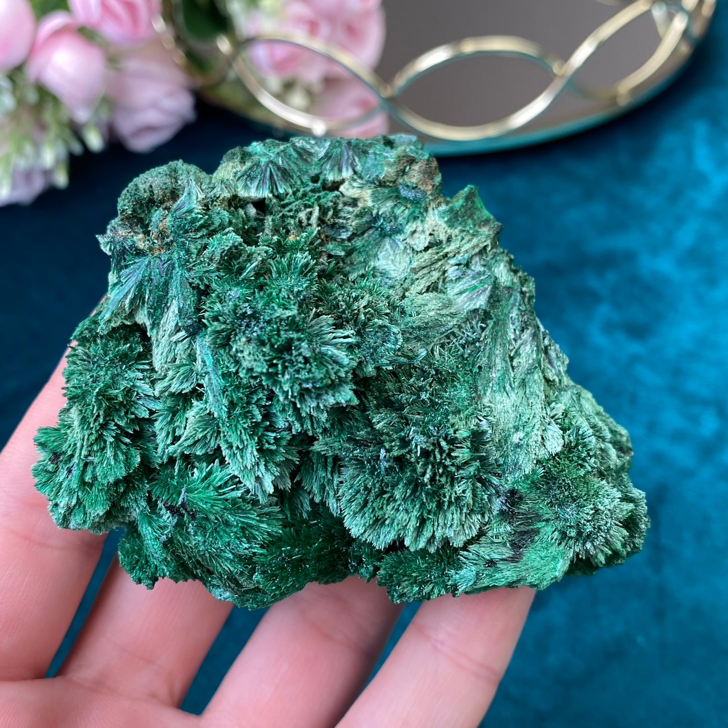 Natural raw Satin Malachite/ Velvet Malachite 213g. (Congo)