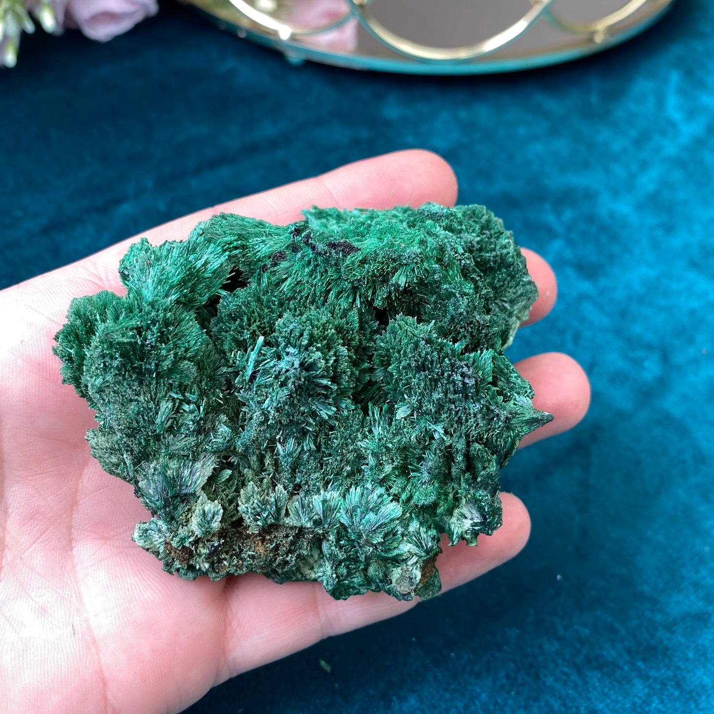 Natural raw Satin Malachite/ Velvet Malachite 213g. (Congo)