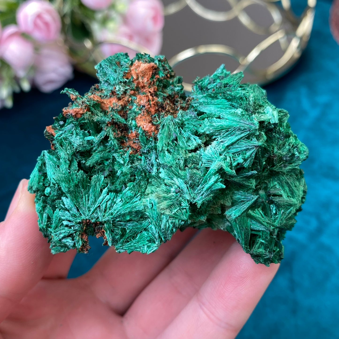 Natural raw Satin Malachite/ Velvet Malachite 122g. (Congo)