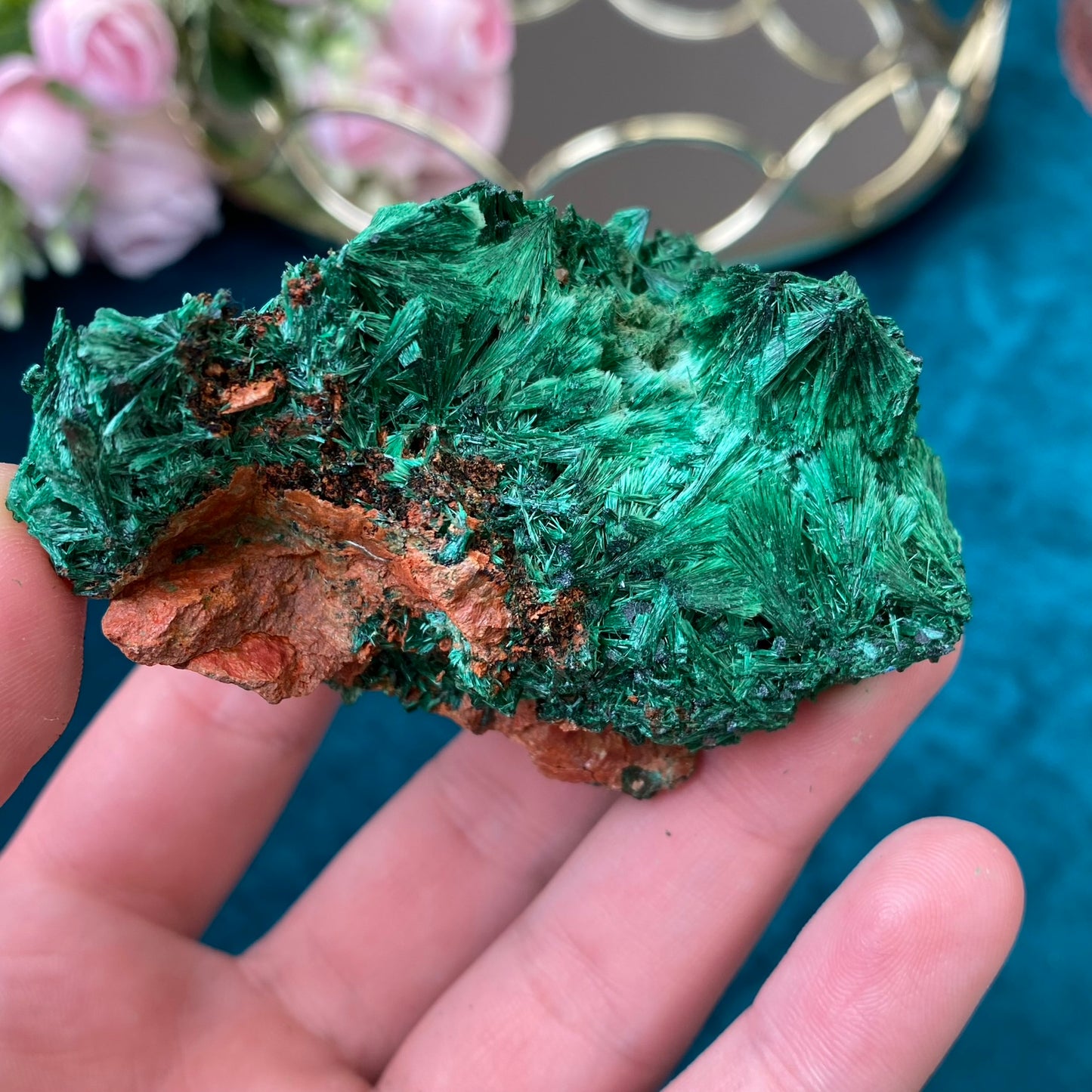 Natural raw Satin Malachite/ Velvet Malachite 122g. (Congo)