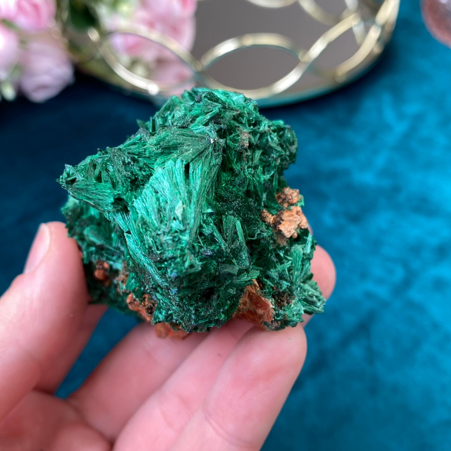 Natural raw Satin Malachite/ Velvet Malachite 122g. (Congo)