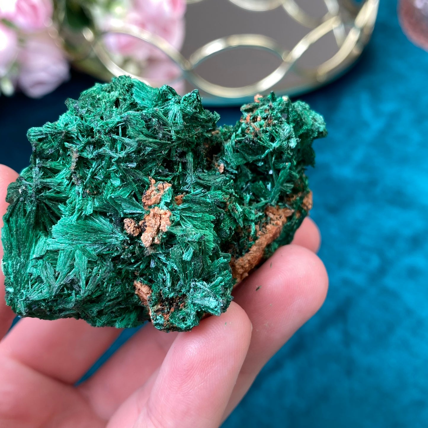 Natural raw Satin Malachite/ Velvet Malachite 122g. (Congo)