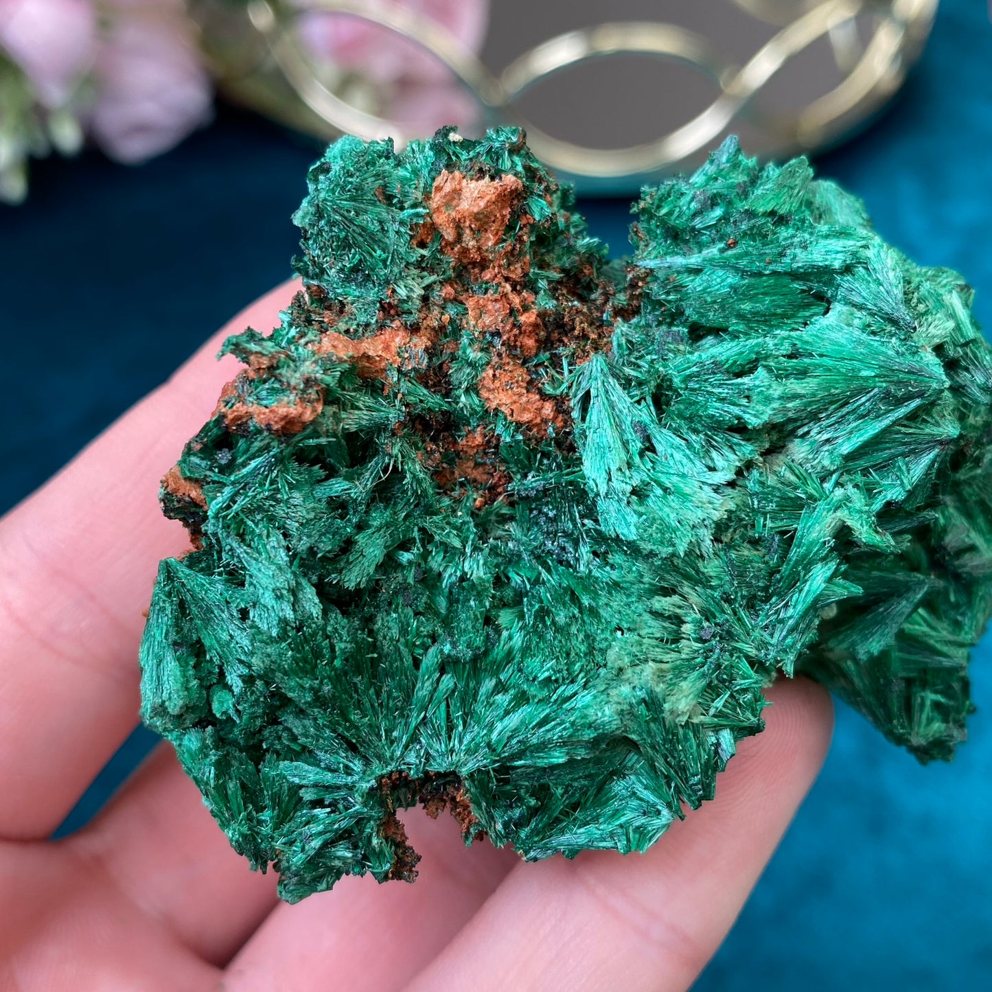 Natural raw Satin Malachite/ Velvet Malachite 122g. (Congo)