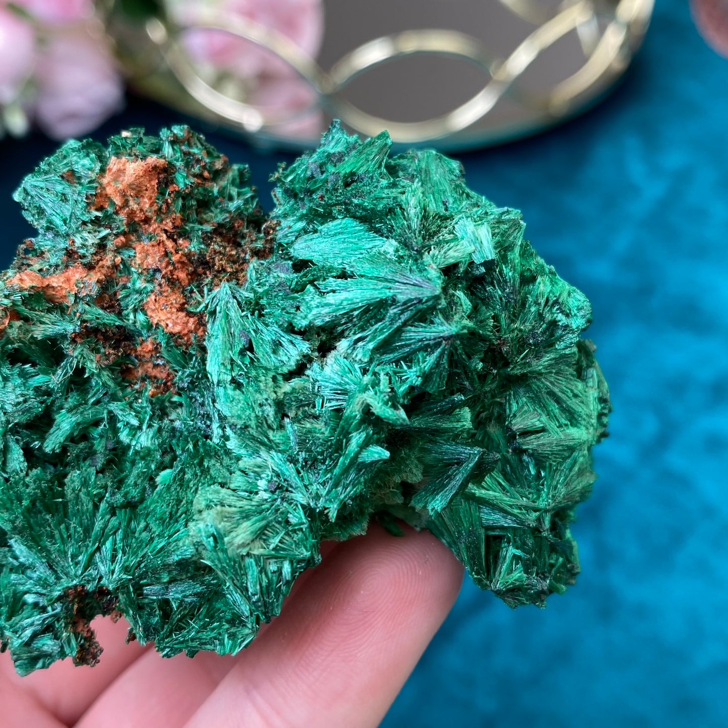 Natural raw Satin Malachite/ Velvet Malachite 122g. (Congo)