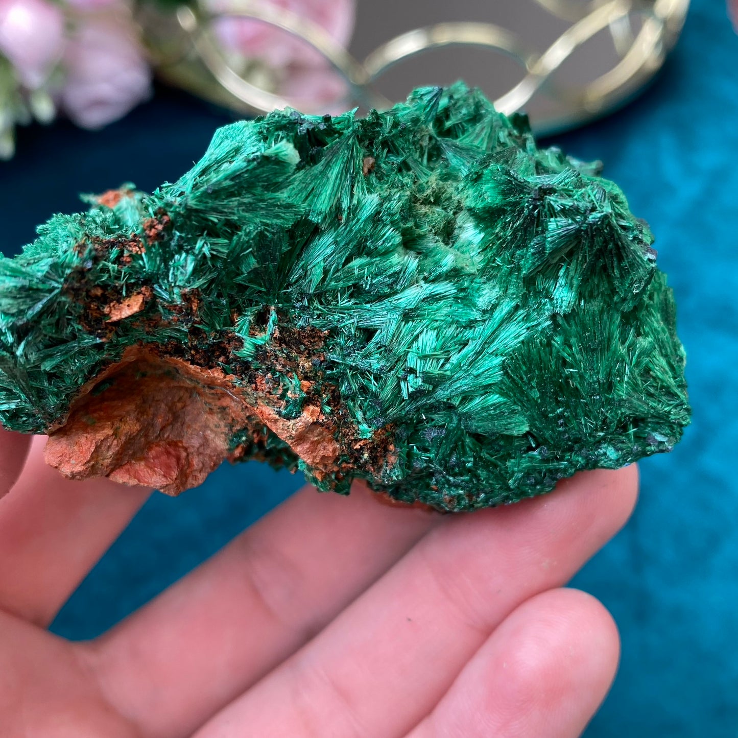 Natural raw Satin Malachite/ Velvet Malachite 122g. (Congo)