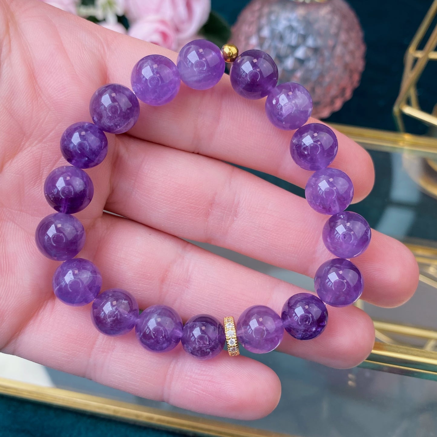 Amethyst-Armband (Amethyst, 10 mm. Für Liebe, Harmonie und Ausgeglichenheit.)