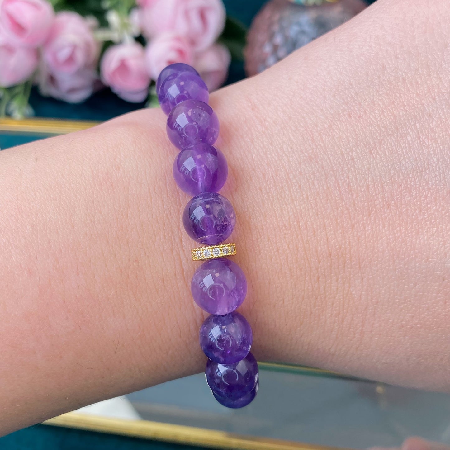 Amethyst-Armband (Amethyst, 10 mm. Für Liebe, Harmonie und Ausgeglichenheit.)