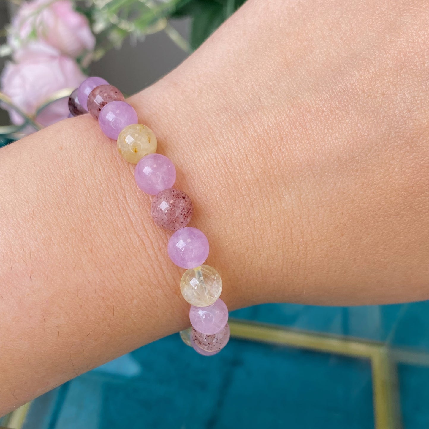 Super 7 bracelet  (A combination of 7 Quartz,8mm.For peace, harmony, manifestation.)