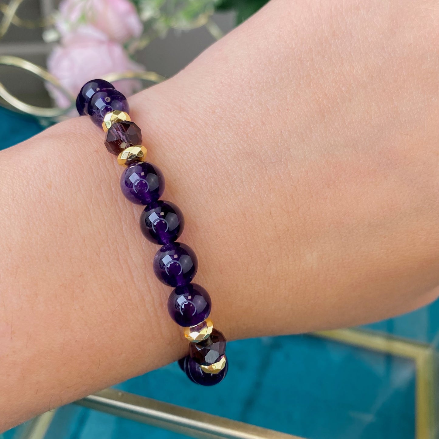 Amethyst bracelet (Amethyst, 8mm.For love, harmony and balance)