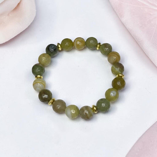 Ahāta rokassprādze (Ahāts tonēts, slīpēta forma 10mm.)