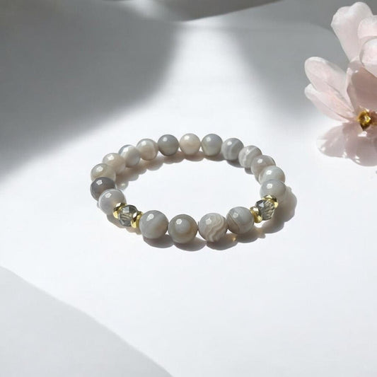 Pelēkā Ahāta rokassprādze (Ahāts,slīpēta forma, 10 mm)