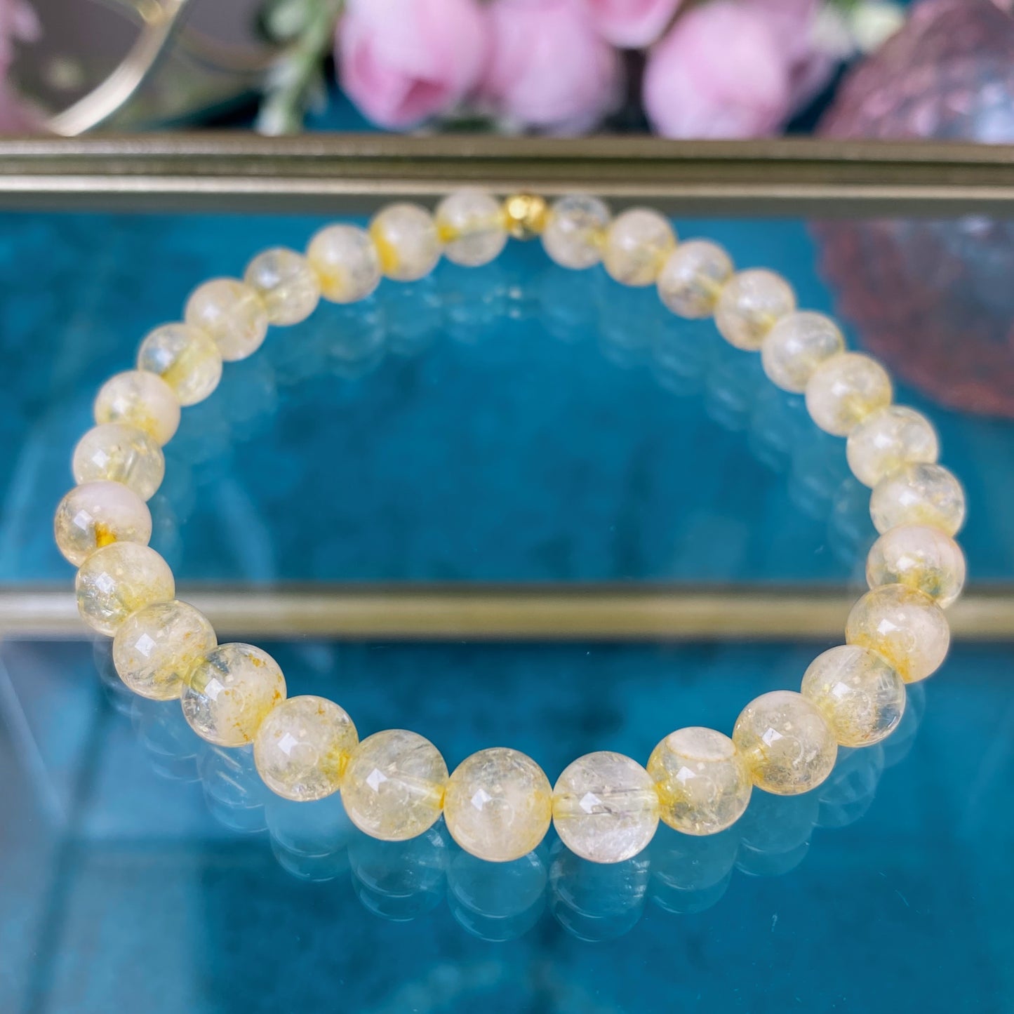 Citrine bracelet (Citrine tinted, 6mm.For positive energy, self-confidence and money)