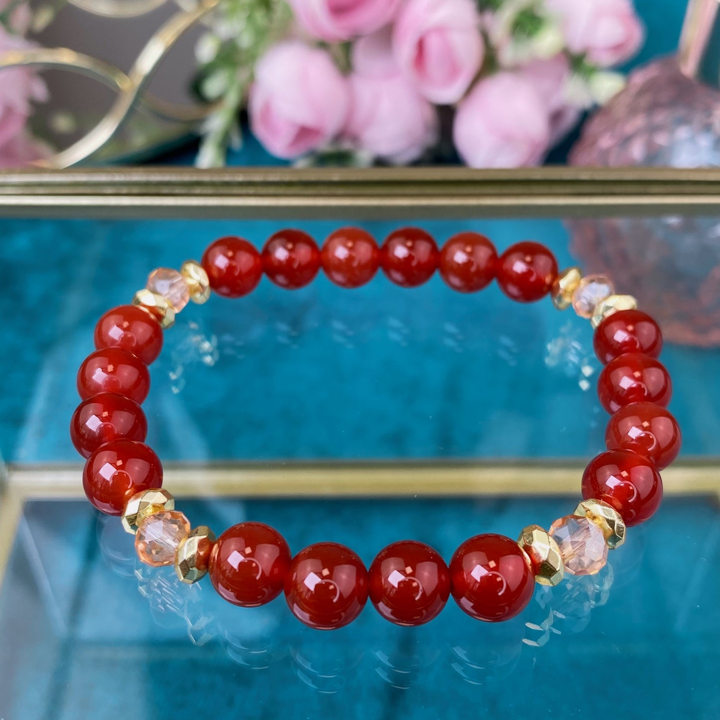 Carnelian bracelet (Carnelian, 8mm.For love, health and career.)