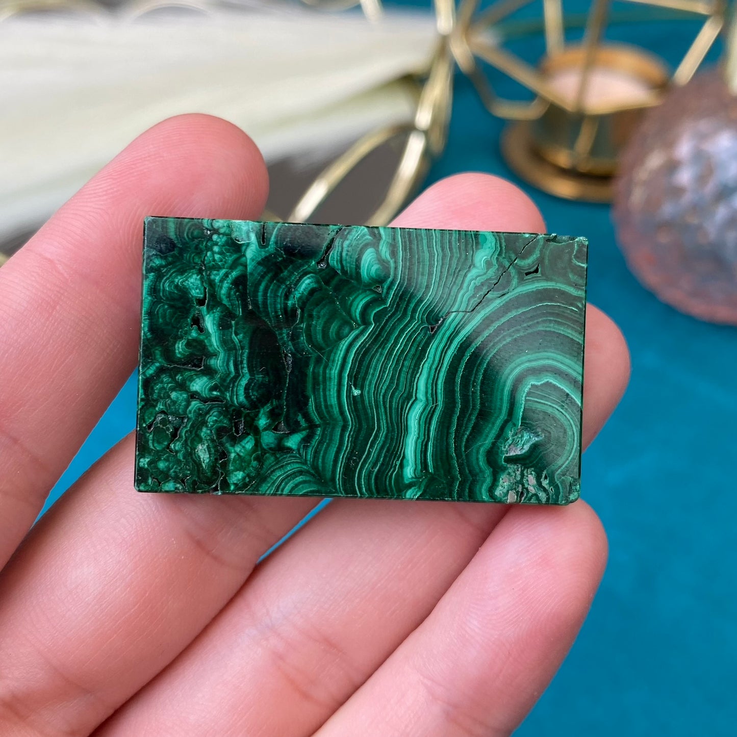 Natural polished Malachite plate 29g.