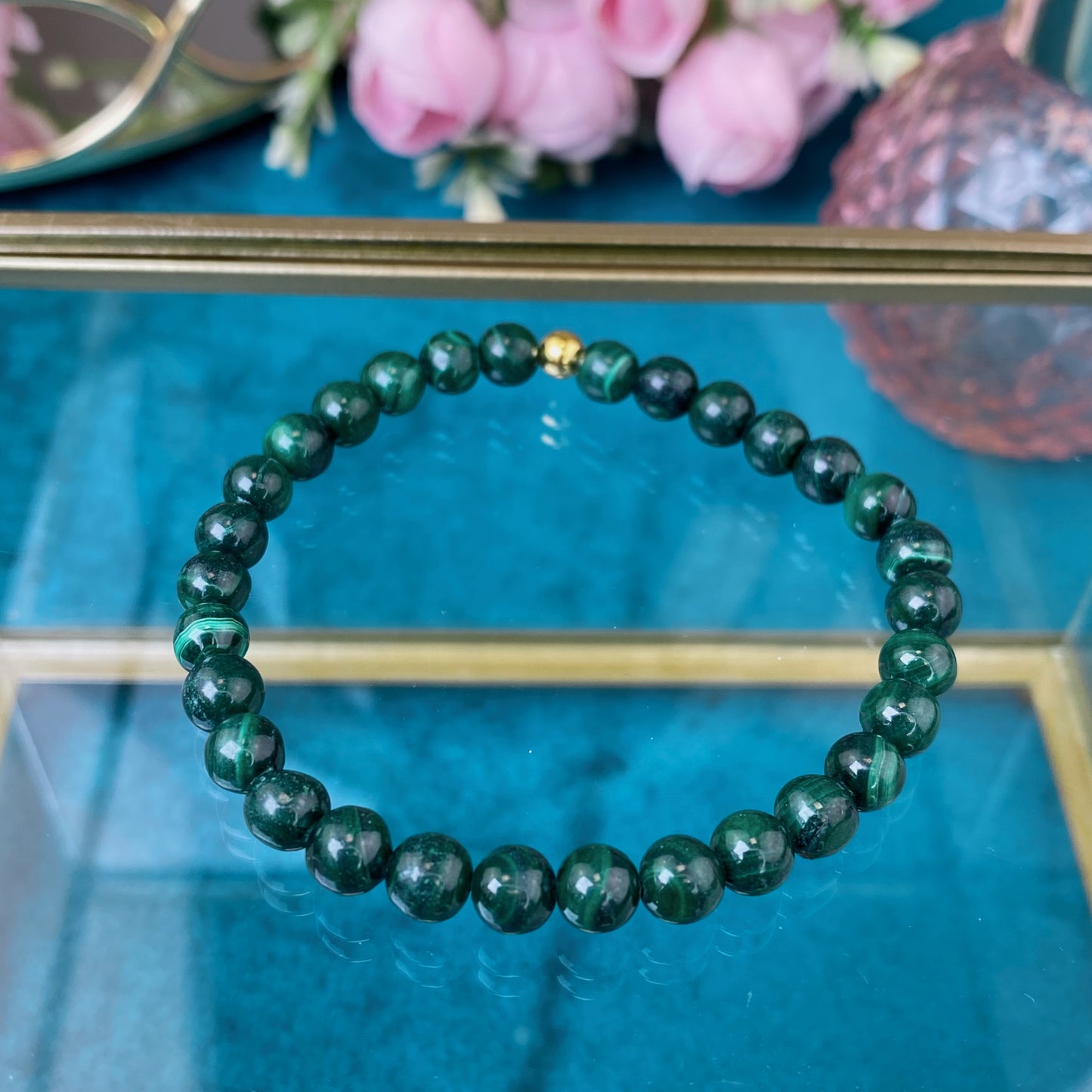 Malachite bracelet (Malachite, 6mm.For relationships, protection and transformation.)