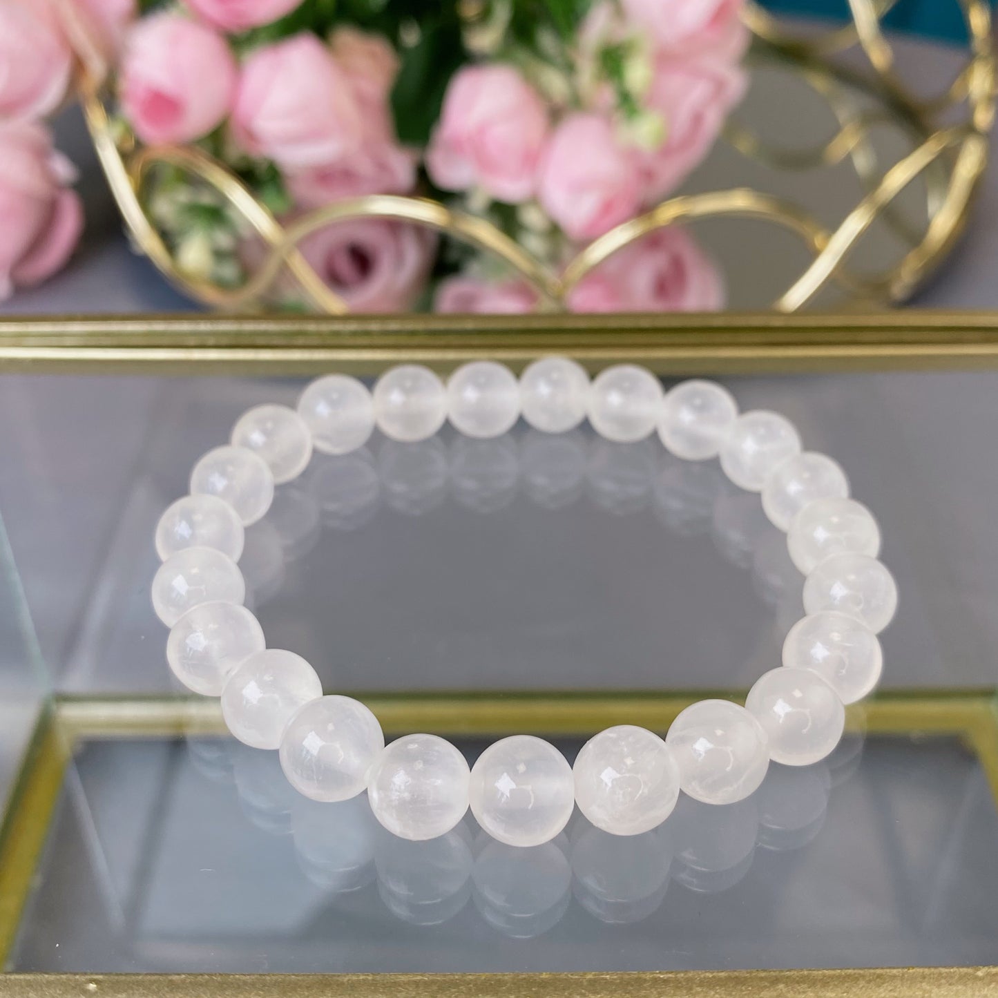 Selenite bracelet (Selenite, 8mm.For harmony, peace and energy.)