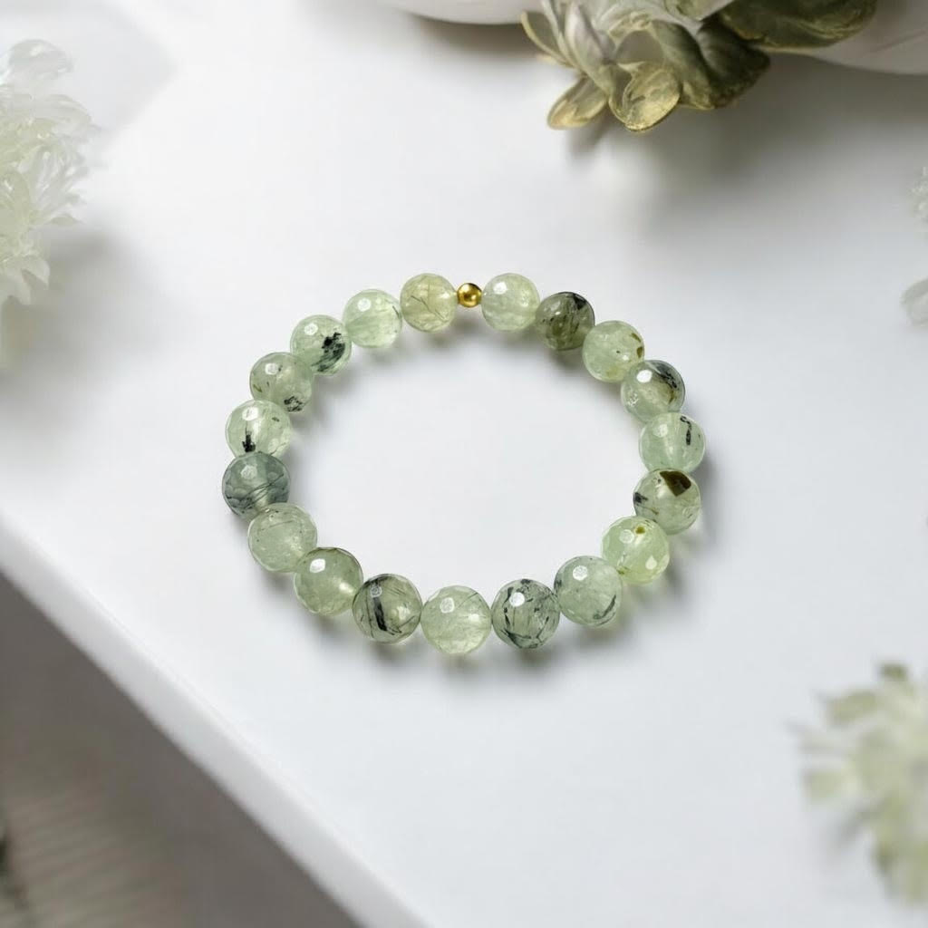 Prenīta rokassprādze (Prenīts, slīpēta forma, 10mm)